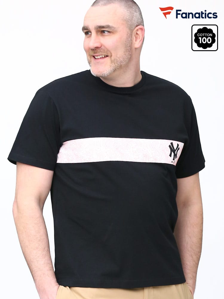 大きいサイズ メンズ Fanatics (ファナティクス) ヤンキース ライン クルーネック 半袖 Tシャツ Isobsr Line Print