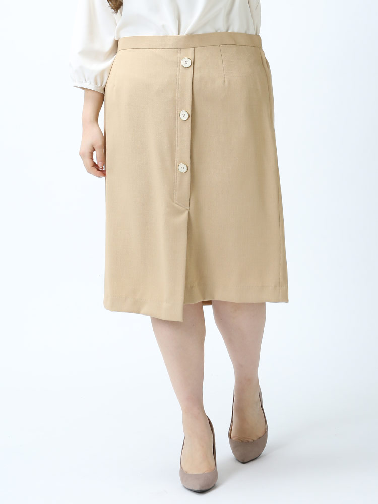 lavannor (ラバノア) フロントボタン ウエストゴム タイトスカート | 大きいサイズの服【サカゼン公式通販】
