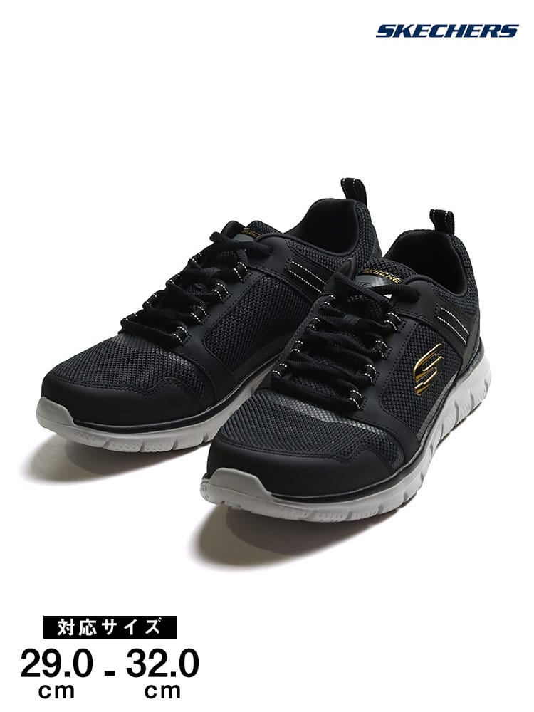 大きいサイズ メンズ SKECHERS (スケッチャーズ) レザー×メッシュ ロゴ ローカットスニーカー TRACK