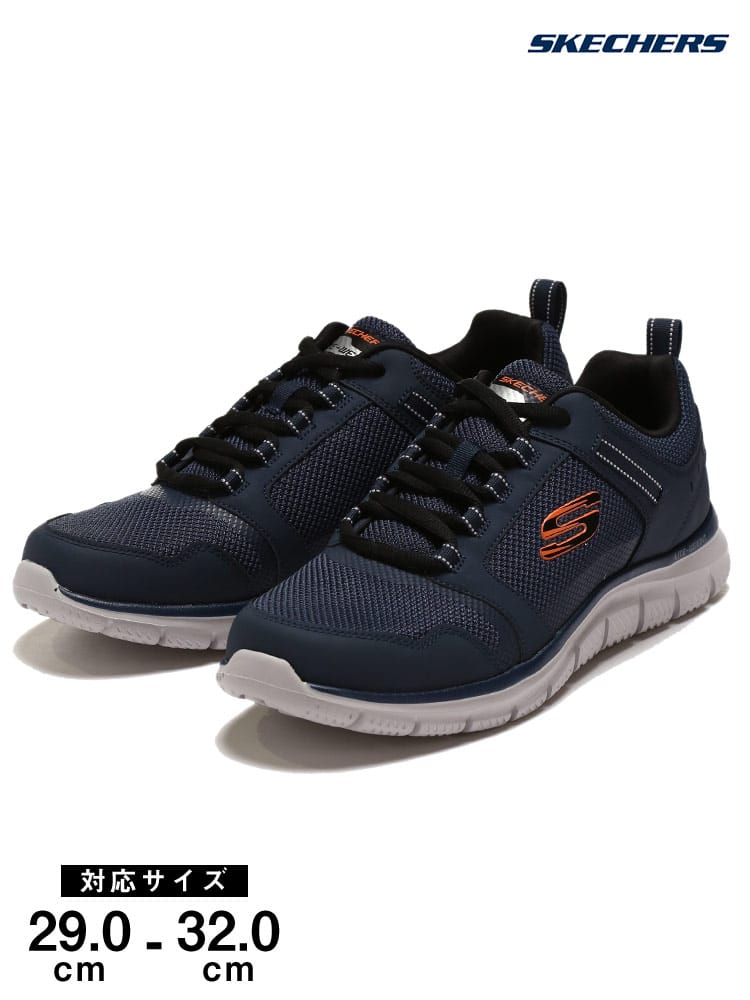 大きいサイズ メンズ SKECHERS (スケッチャーズ) レザー×メッシュ ロゴ ローカットスニーカー TRACK