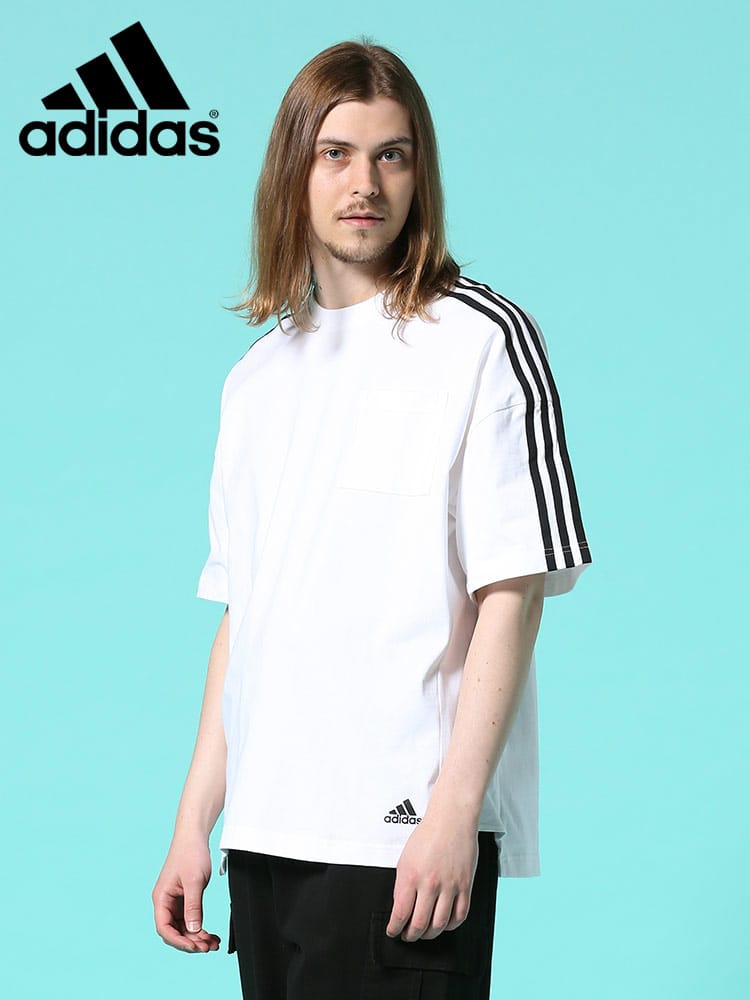 adidas (アディダス) アームスリーライン ポケット付き クルーネック 半袖 Tシャツ M MH 3ST LOOSE TEE WEB限定