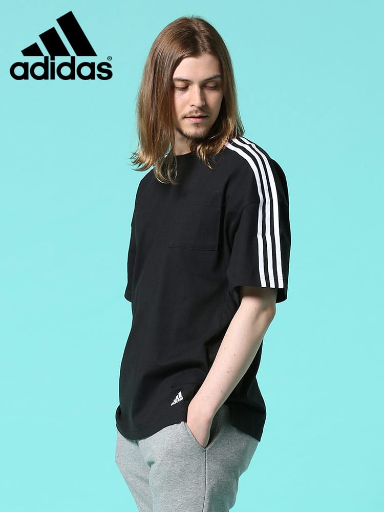 adidas (アディダス) アームスリーライン ポケット付き クルーネック 半袖 Tシャツ M MH 3ST LOOSE TEE WEB限定
