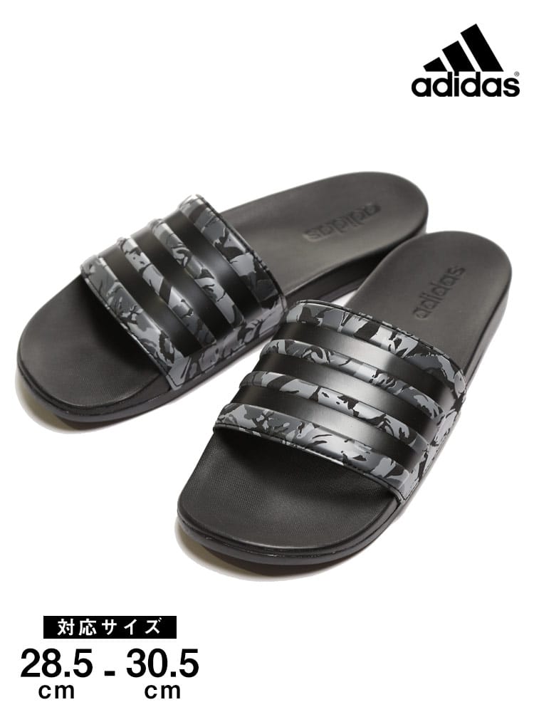 大きいサイズ メンズ adidas (アディダス) 迷彩 スリーライン スライドサンダル ADILETTE CF MONO GRAY