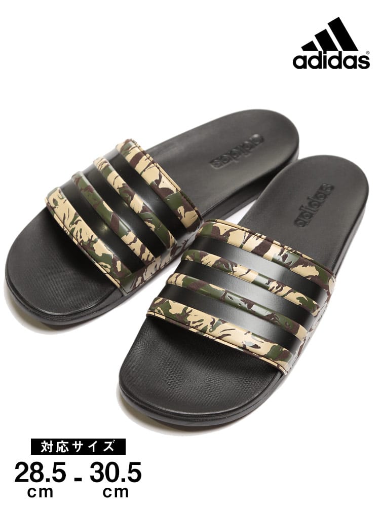 大きいサイズ メンズ adidas (アディダス) 迷彩 スリーライン スライドサンダル ADILETTE CF MONO KHAKI