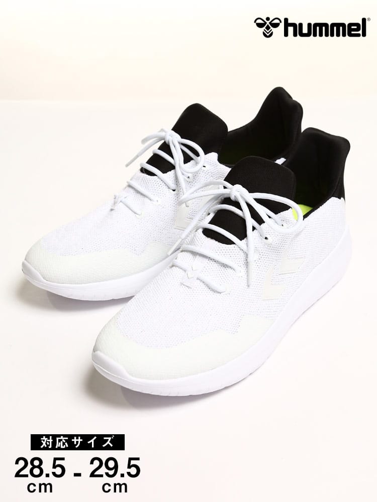 大きいサイズ メンズ hummel (ヒュンメル) シームレスニット 軽量 レースアップ スニーカー ACTUS TRAINER 2.0