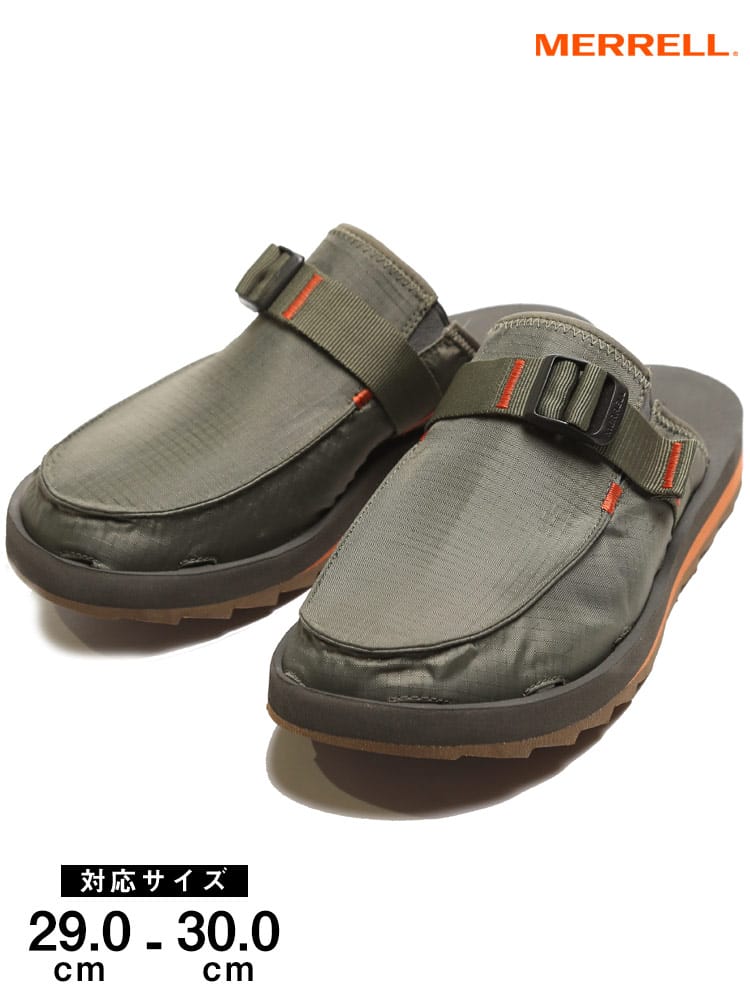 大きいサイズ メンズ MERRELL (メレル) サイドゴア クロッグサンダル ALPINE CLOG OLIVE