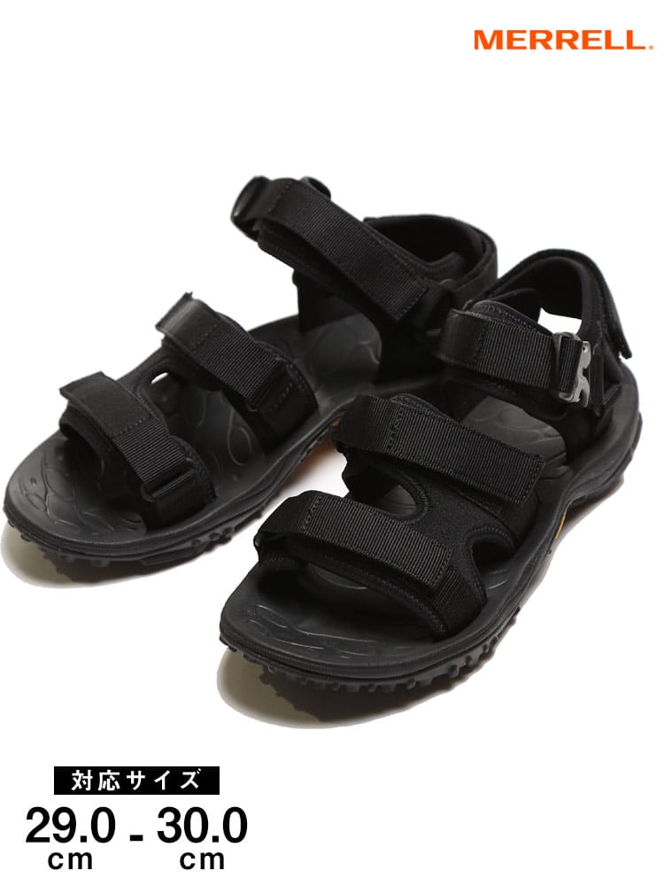大きいサイズ メンズ MERRELL (メレル) ベルクロ ストラップ サンダル KAHUNA 3-STRAP BLACK