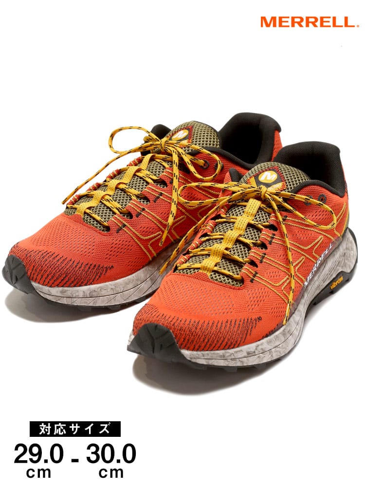大きいサイズ メンズ MERRELL (メレル) メッシュ レースアップ ローカットスニーカー MOAB FLIGHT ORANGE
