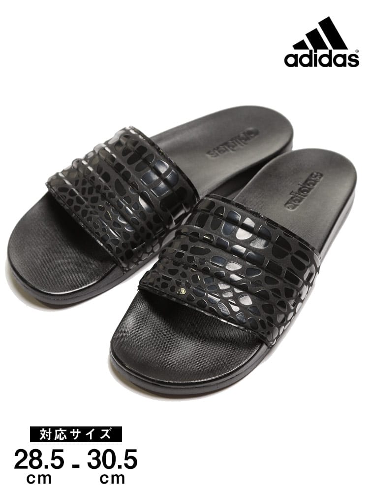 大きいサイズ メンズ adidas (アディダス) プリント スリーライン スライドサンダル ADILETTE CF BLACK
