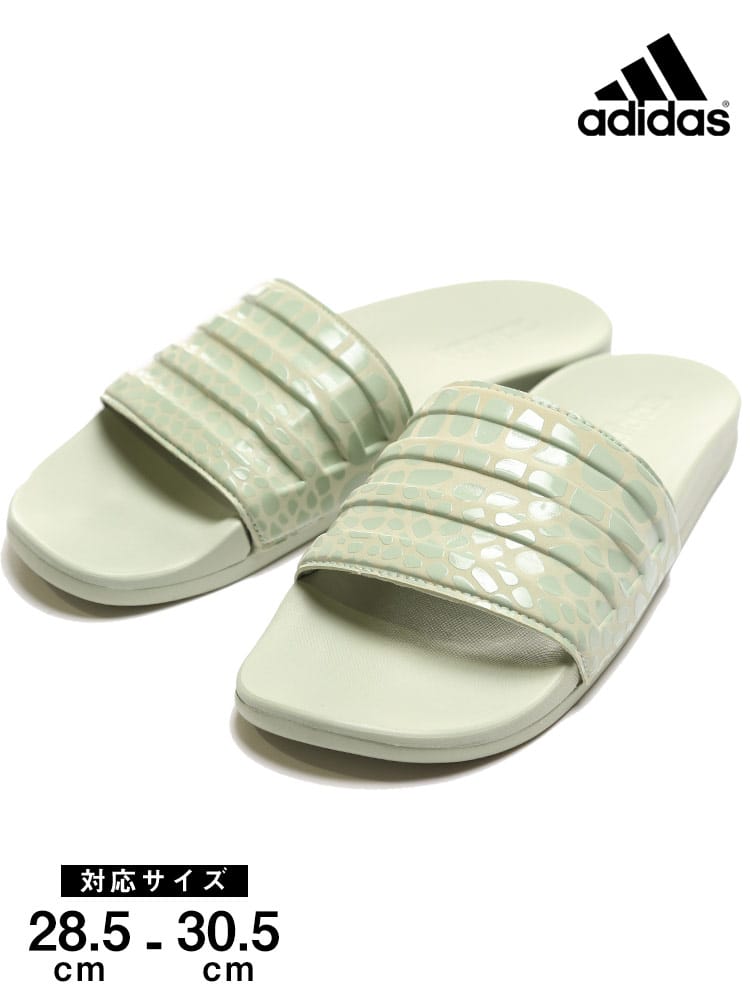 大きいサイズ メンズ adidas (アディダス) プリント スリーライン スライドサンダル ADILETTE CF GREEN