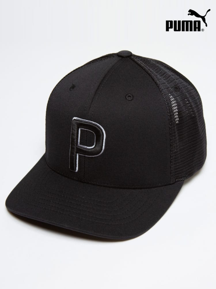 大きいサイズ メンズ PUMA (プーマ) メッシュ切り替え ゴルフ トラッカー P 110 スナップバック キャップ