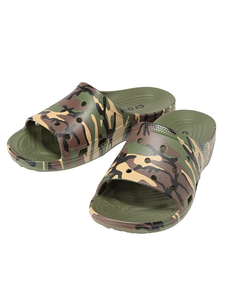 サンダル メンズ 大きいサイズ カモフラ柄 サタデースライドサンダル CROCS CAMOUFLAGE SATURDAY SLIDE 靴 サンダル シャワーサンダル デイリー 海 ビーチ 春 夏