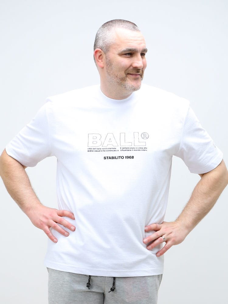 大きいサイズ メンズ BALL (ボール) シリコンプリント クルーネック 半袖 Tシャツ