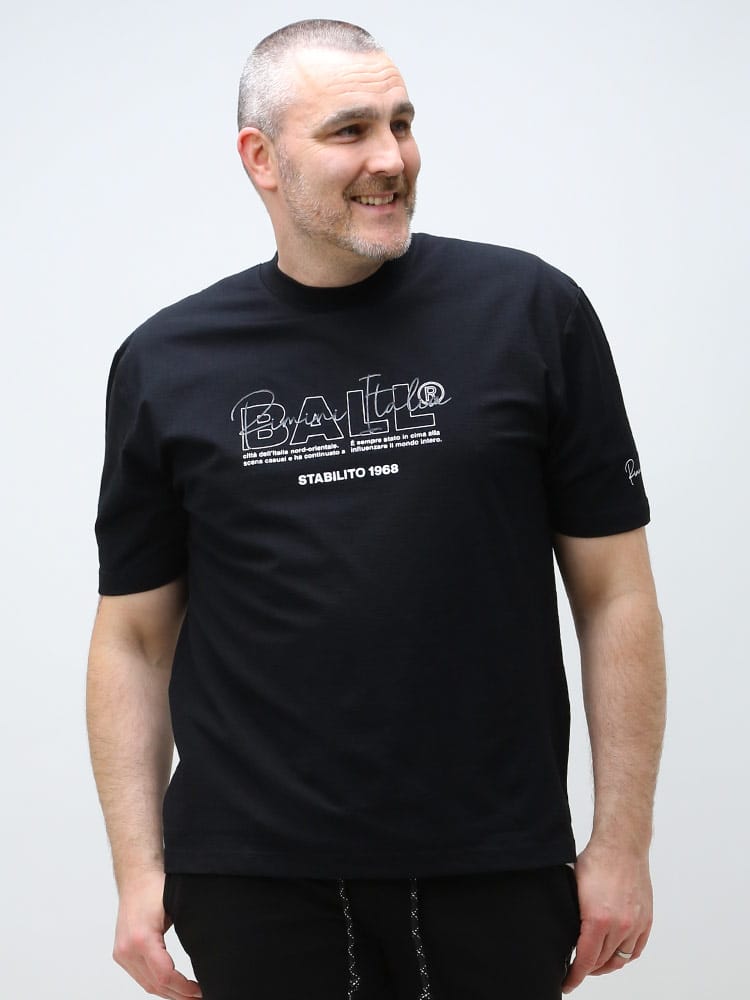 大きいサイズ メンズ BALL (ボール) シリコンプリント クルーネック 半袖 Tシャツ