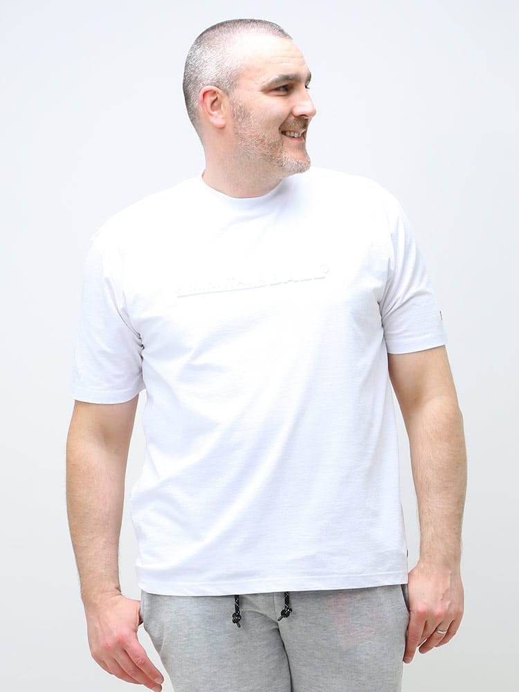 大きいサイズ メンズ BALL (ボール) エンボスプリント クルーネック 半袖 Tシャツ