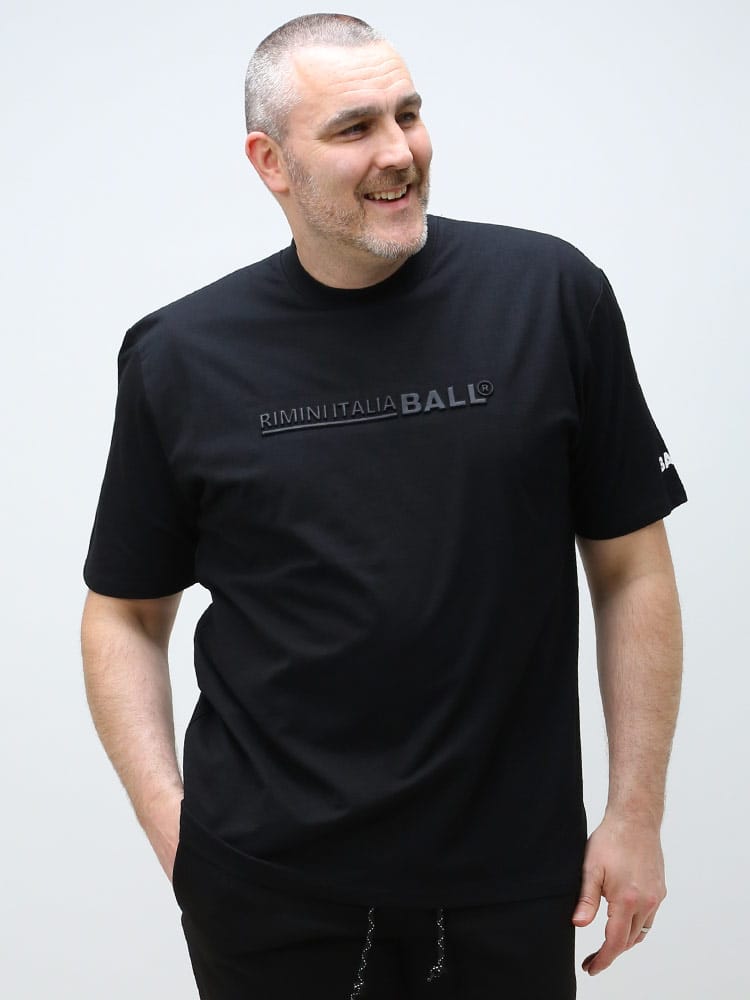 大きいサイズ メンズ BALL (ボール) エンボスプリント クルーネック 半袖 Tシャツ