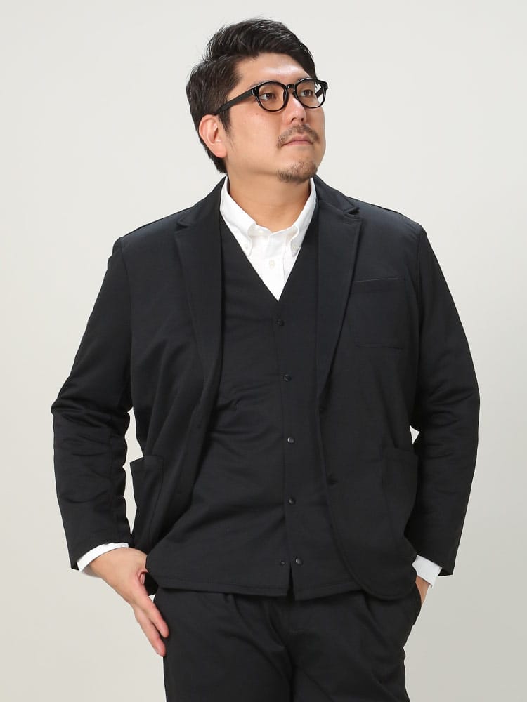 大きいサイズ メンズ B＆T CLUB (ビーアンドティークラブ) ウォッシャブル ドライ ストレッチ ツイル シングル ジャケット