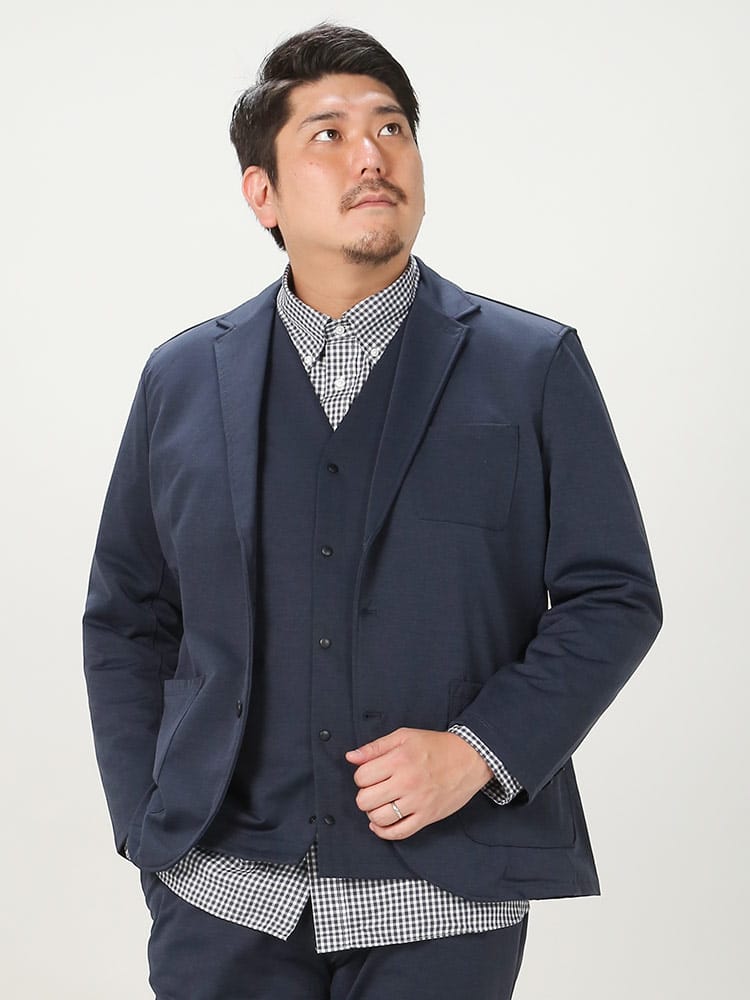 大きいサイズ メンズ B＆T CLUB (ビーアンドティークラブ) ウォッシャブル ドライ ストレッチ ツイル シングル ジャケット