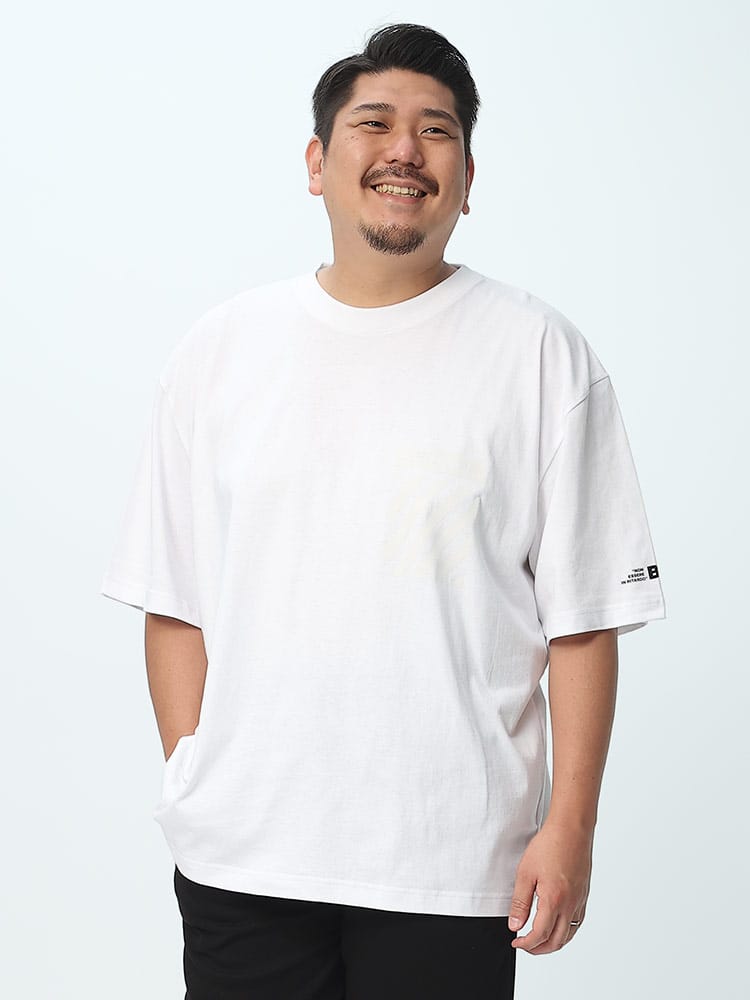 大きいサイズ メンズ BALL (ボール) 天竺 ロゴプリント クルーネック 半袖 Tシャツ