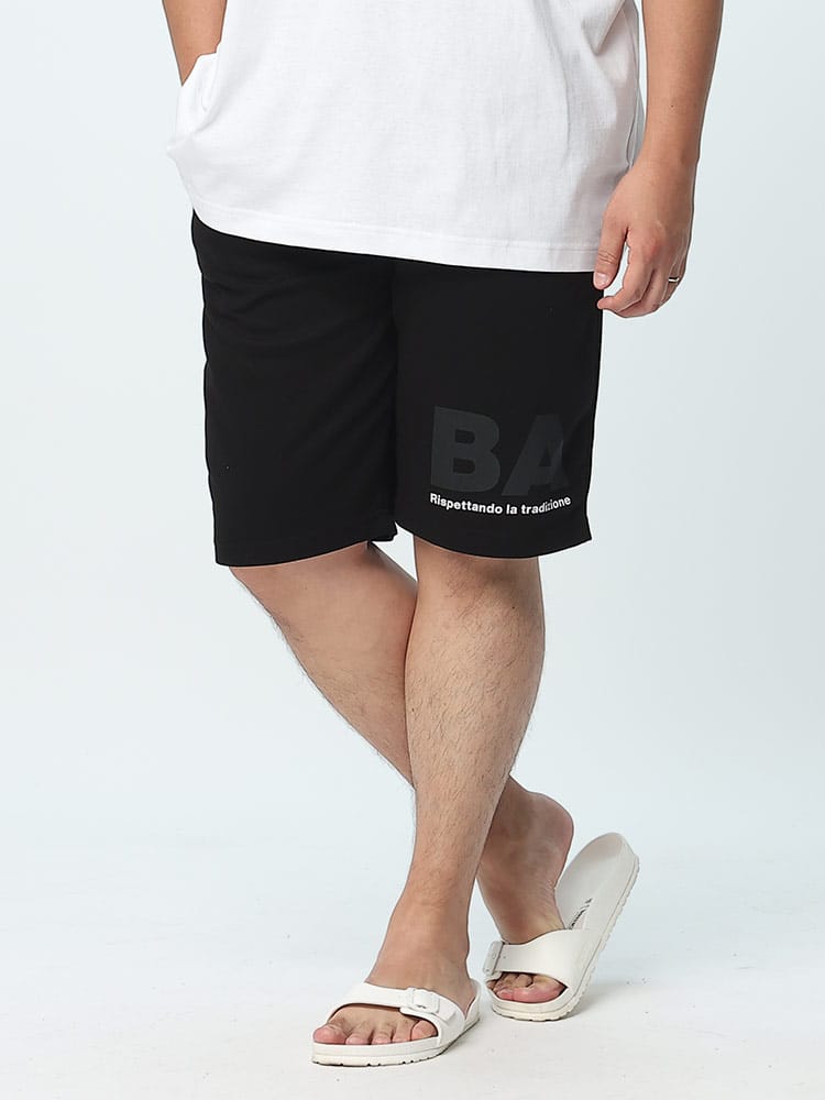 大きいサイズ メンズ BALL (ボール) ダンボール ロゴプリント ショートパンツ