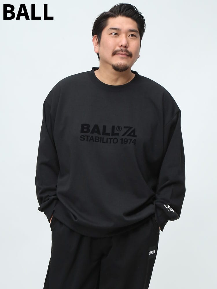BALL ボール トレーナー ロゴ フロッキープリント 袖プリント スウェット イタリア スポーツ ブランド 大きいサイズ メンズ 
