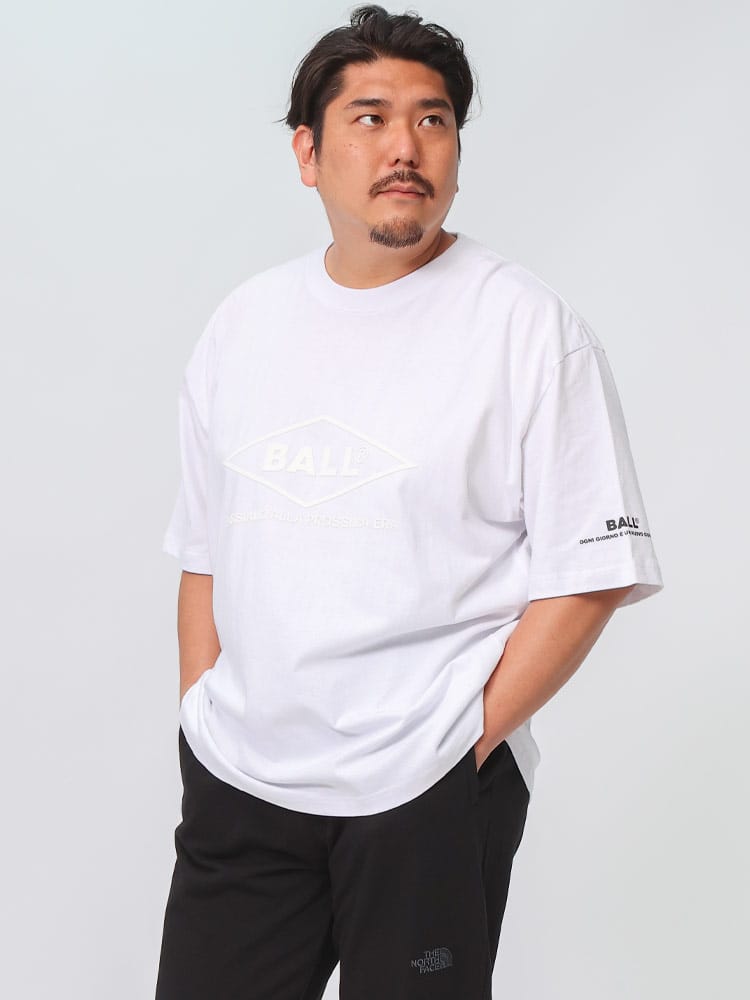 半袖 Tシャツ 厚盛フロッキープリント オーバーシルエット クルーネック 大きいサイズ メンズ
