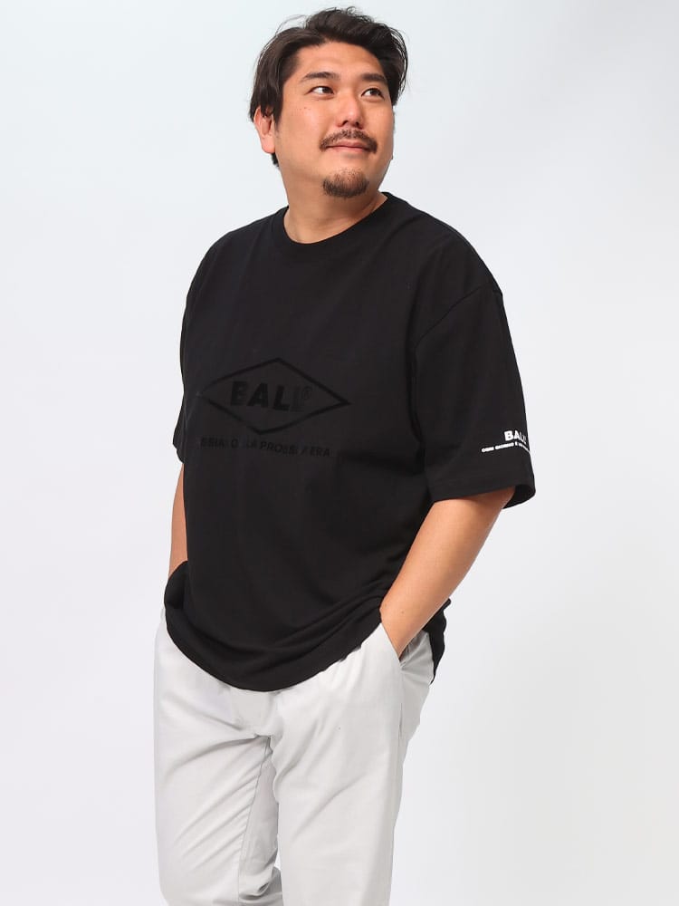 半袖 Tシャツ 厚盛フロッキープリント オーバーシルエット クルーネック 大きいサイズ メンズ