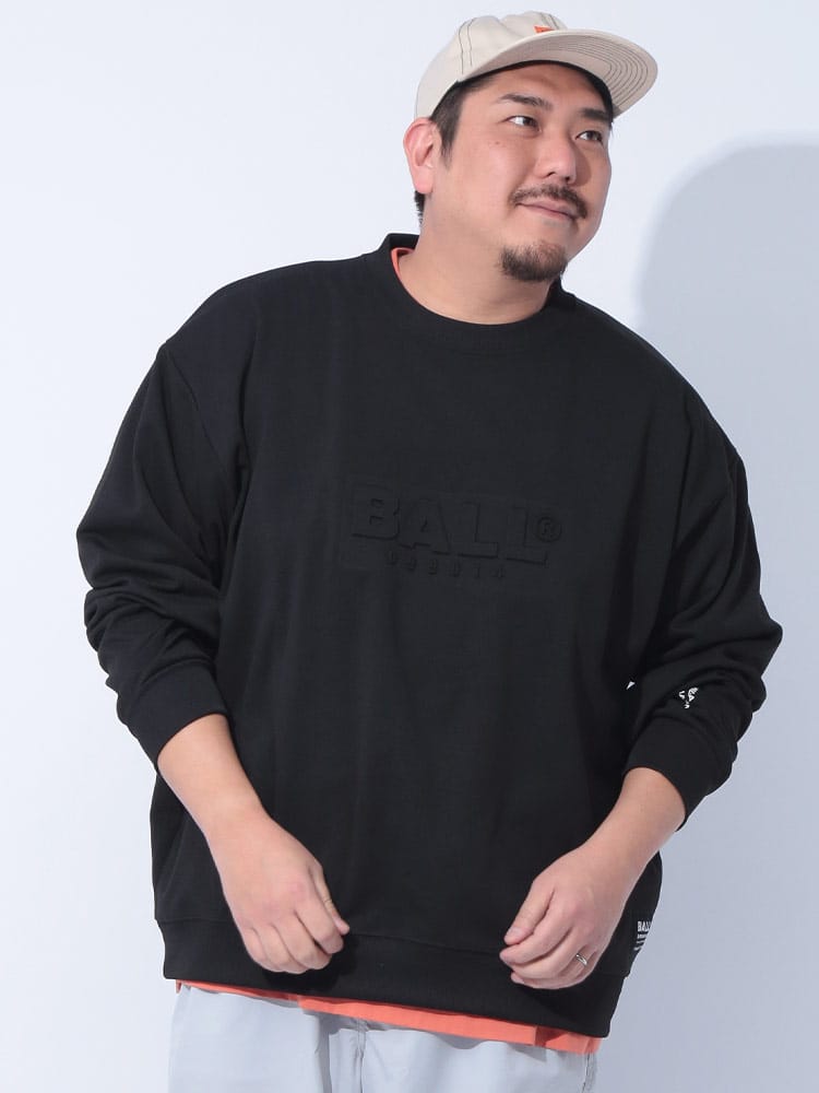 トレーナー ストレッチダンボール エンボスロゴ クルーネック トップス プルオーバー プリント 長袖 大きいサイズ メンズ