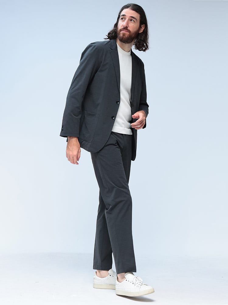 URBAN SQUARE (アーバンスクエア) 4WAY ストレッチ ハイブリッドジャージー COOL 2つボタンテーラードジャケット スラックス セットアップ SETUP