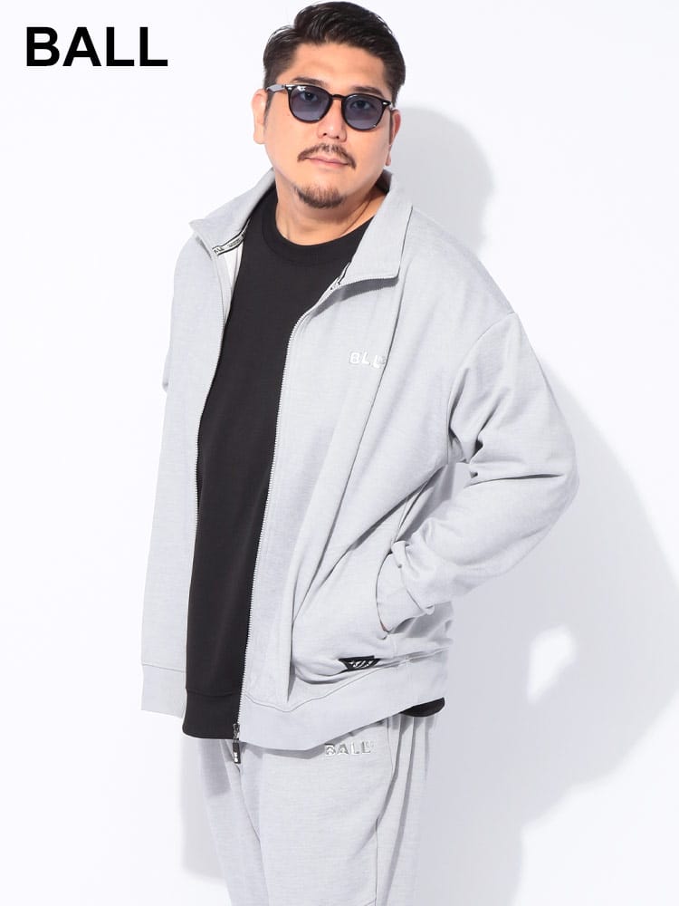 【WEB限定価格】トラックジャケット シルバージェルロゴプリント ストレッチダンボール スタンド フルジップ アウター ブルゾン ジャージ 大きいサイズ メンズ