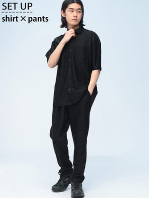 URBAN SQUARE (アーバンスクエア) セットアップ さらさらCOOL 接触冷感 ストレッチ 半袖シャツ パンツ 上下セット 
