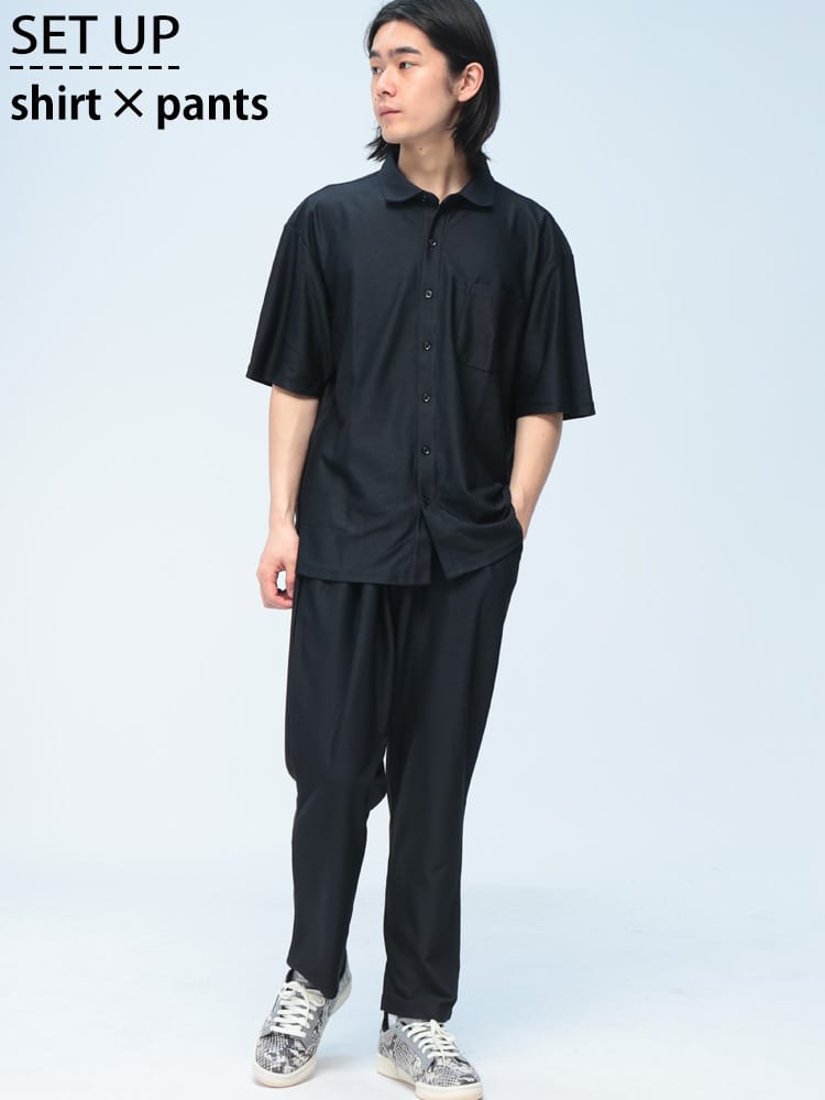 URBAN SQUARE (アーバンスクエア) セットアップ さらさらCOOL 接触冷感 ストレッチ 半袖シャツ パンツ 上下セット 