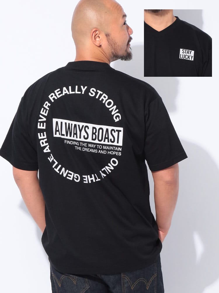 【WEB限定価格】半袖 Tシャツ ワンポイント＆バックプリント Vネック トップス ゆったり 春 夏 大きいサイズ メンズ