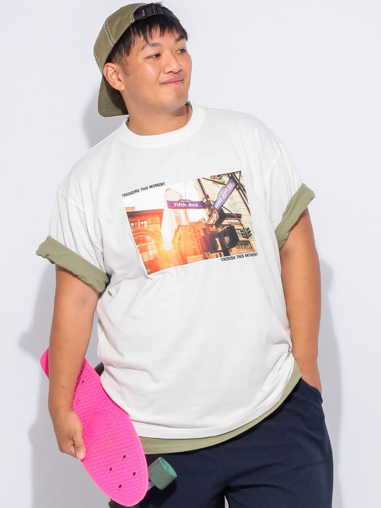 【WEB限定価格】半袖 Tシャツ フォトプリントストリート トップス 大きいサイズ メンズ