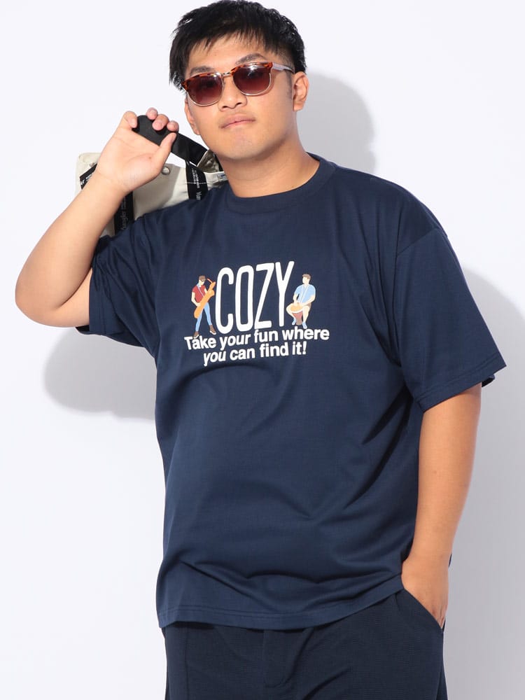 半袖 Tシャツ 発泡＆ロゴイラスト ミュージック トップス プリント 大きいサイズ メンズ