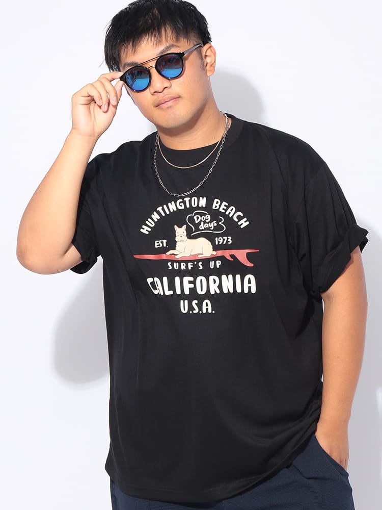 【WEB限定価格】半袖 Tシャツ 発泡＆ロゴイラスト ドッグ トップス プリント 大きいサイズ メンズ