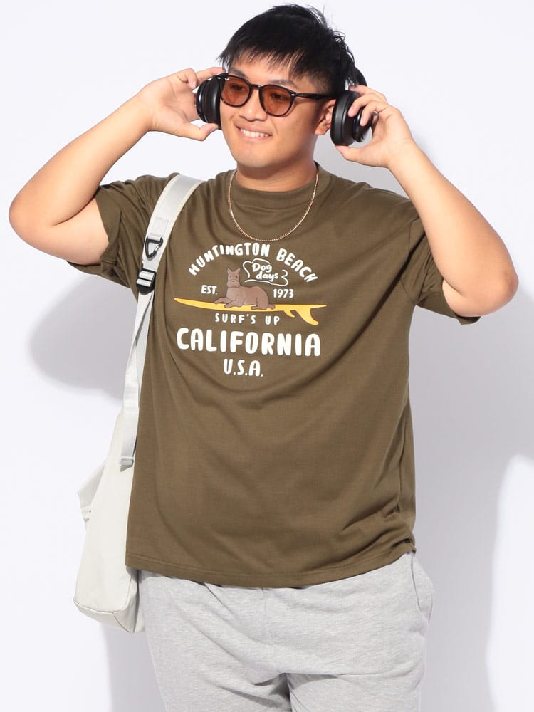 【WEB限定価格】半袖 Tシャツ 発泡＆ロゴイラスト ドッグ トップス プリント 大きいサイズ メンズ