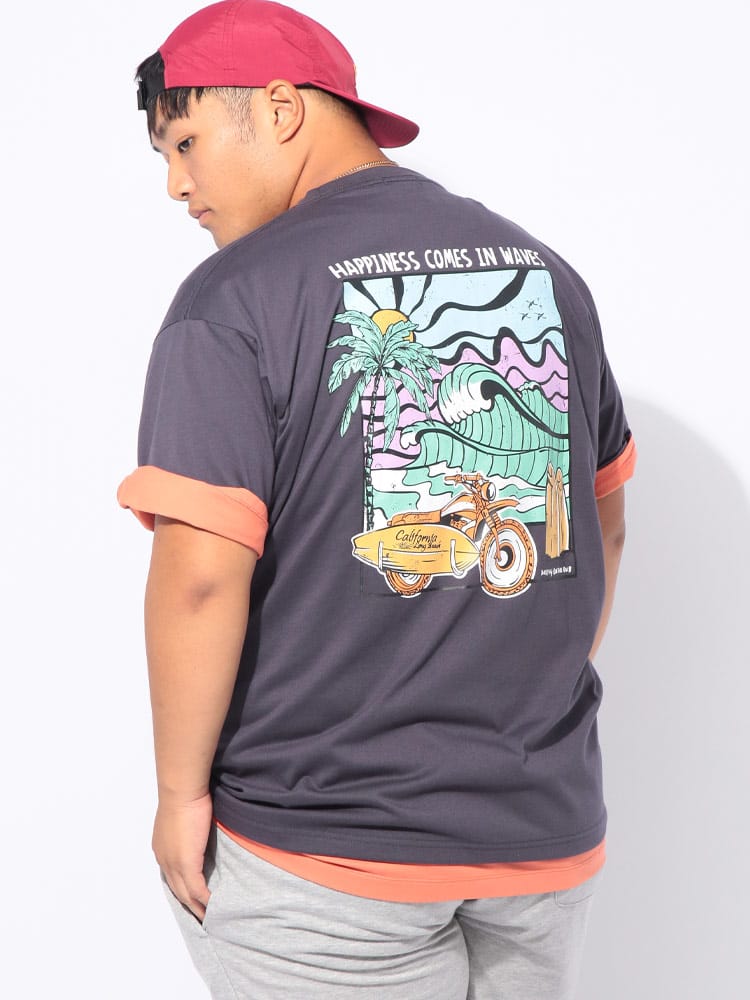 半袖 Tシャツ サマーバケーション プリント トップス 大きいサイズ メンズ