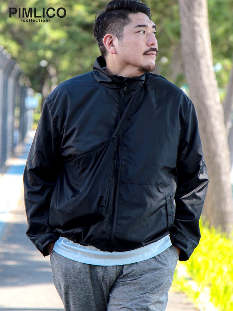 【WEB限定価格】ナイロンジャケット 裏メッシュ フルジップ アウター ブルゾン ストリート スポーツ 大きいサイズ メンズ