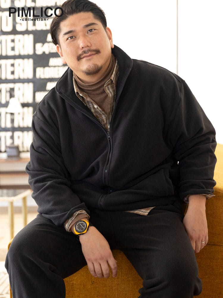 フリース ジャケット フルジップ スタンドカラー アウター ブルゾン ジップジャケット 大きいサイズ メンズ