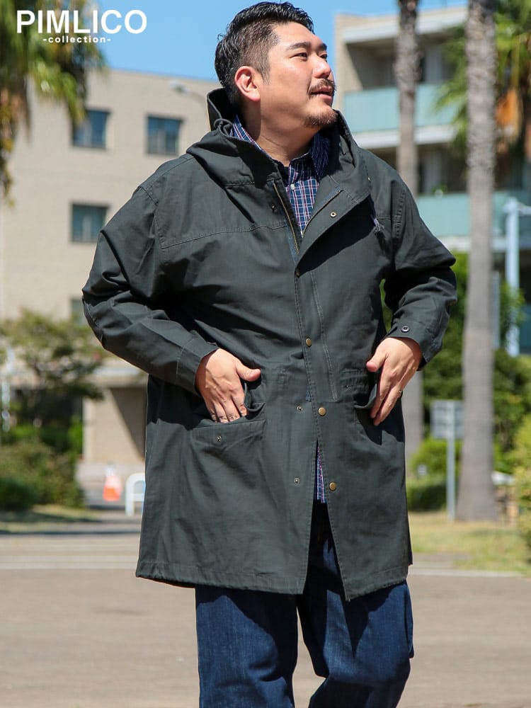 【WEB限定価格】モッズコート フード付き フルジップ アウター コート ロング ミリタリー シック 大きいサイズ メンズ