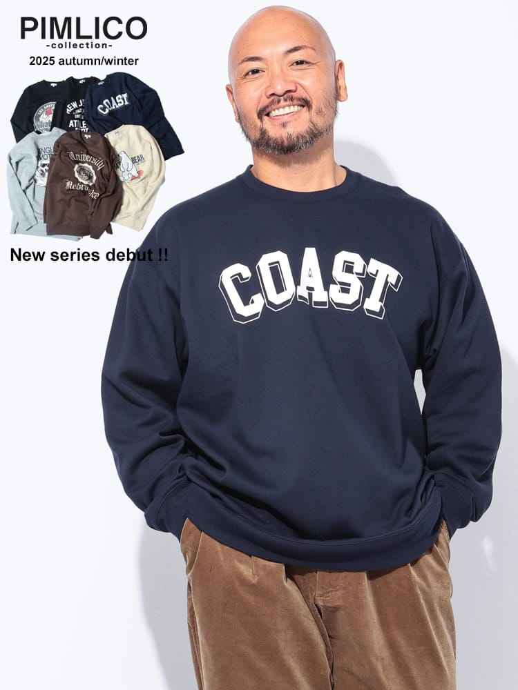 スウェットトレーナー  裏起毛 ソフトタッチ デザインプリント トップス 大きいサイズ メンズ