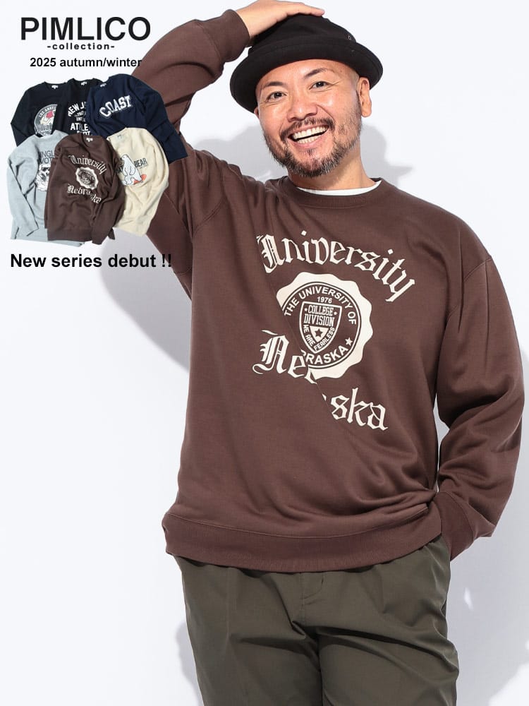 スウェットトレーナー  裏起毛 ソフトタッチ デザインプリント トップス 大きいサイズ メンズ