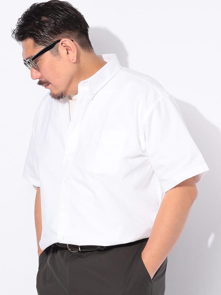シャツ 半袖 メンズ 大きいサイズ 無地 ボタンダウン トップス 半袖 カジュアルシャツ 春 夏
