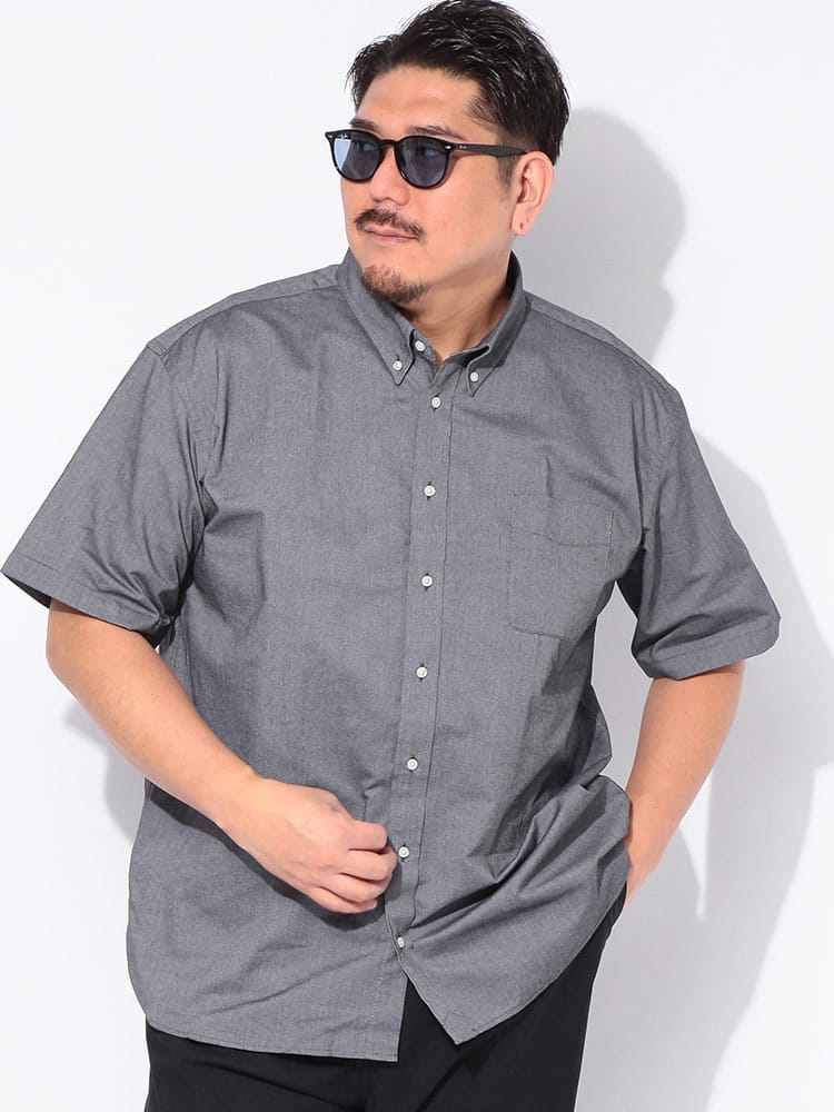 シャツ 半袖 メンズ 大きいサイズ 無地 ボタンダウン トップス 半袖 カジュアルシャツ 春 夏