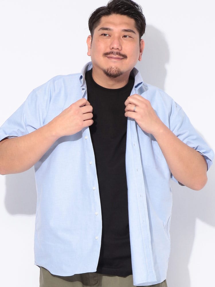 シャツ 半袖 メンズ 大きいサイズ 無地 ボタンダウン トップス 半袖 カジュアルシャツ 春 夏