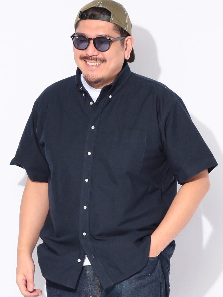 シャツ 半袖 メンズ 大きいサイズ 無地 ボタンダウン トップス 半袖 カジュアルシャツ 春 夏