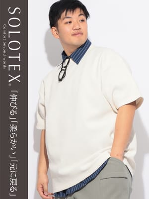 Tシャツ 半袖 メンズ 大きいサイズ SOLOTEX ストレッチ ヘビーワッフル クルーネック カットソー トップス イージーケア 春 夏
