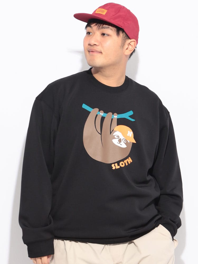 トレーナー 長袖 メンズ 大きいサイズ ダンボールニット プリント クルーネック トップス プルオーバー ストレッチ