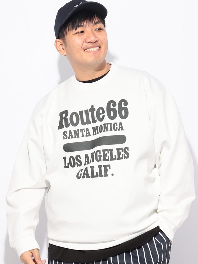 トレーナー 長袖 メンズ 大きいサイズ ダンボールニット プリント クルーネック トップス プルオーバー ストレッチ